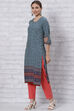 Grey LIVA Straight Kurta image number 2